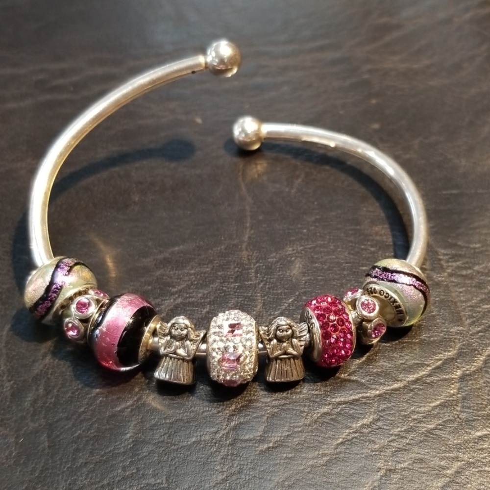 Reflection pink and sterling silver bracelt